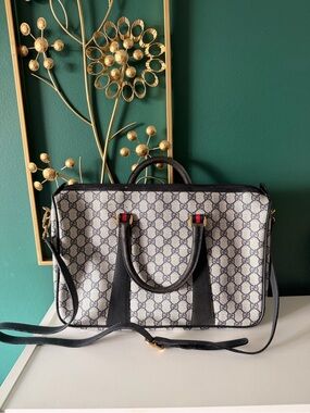 Gucci GG Supreme Sherry Line Navy Sherry Line Boston Bag